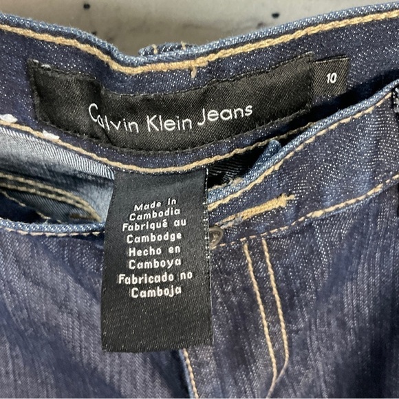 Calvin Klein Flare Jeans Size 10 Womens Mid Rise Dark Wash Blue Denim U2 - Picture 12 of 12